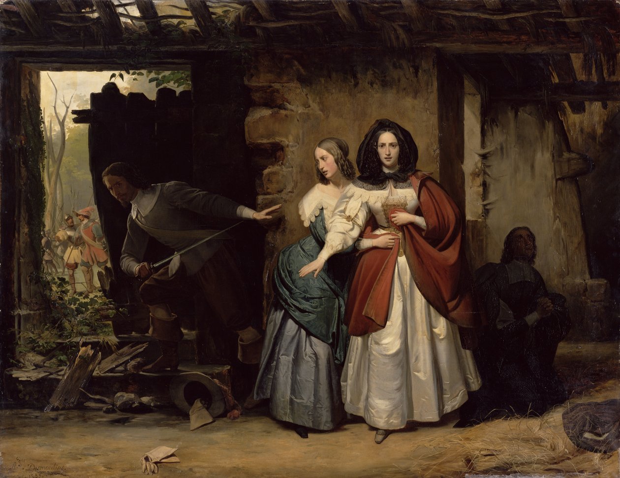 La huida de Henrietta-Maria de Francia, Reina de Inglaterra en 1638, 1835 de Francois Augustin Desmoulins