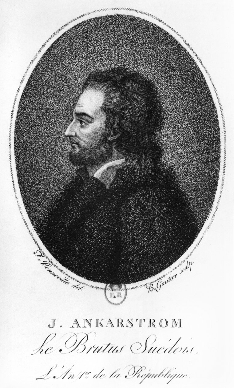 Retrato de Johan Ankarstrom, grabado por B. Gautier, 1792 de Francois Bonneville