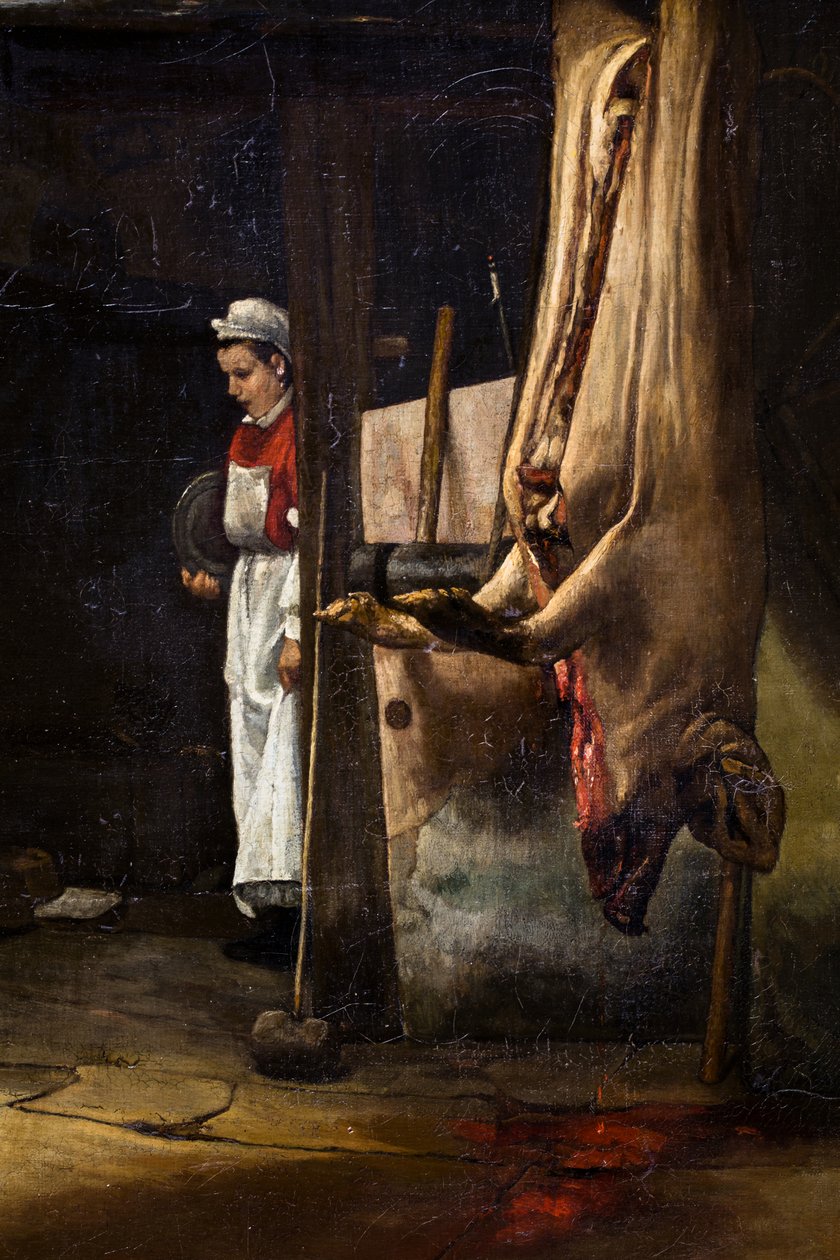 El Cerdo o Interior de un Patio con un Cerdo Desollado de François Bonvin