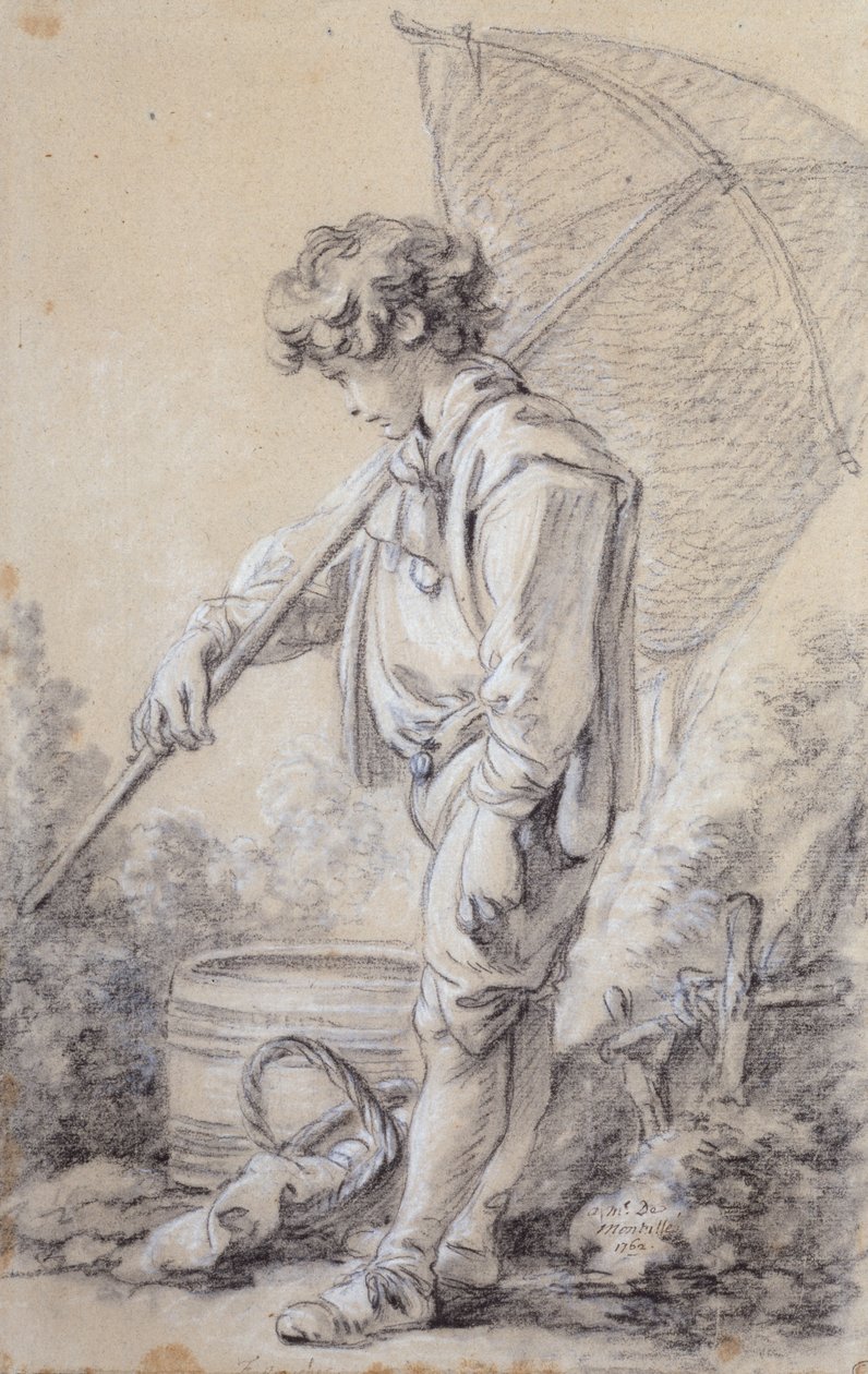 un niño sosteniendo una red de François Boucher