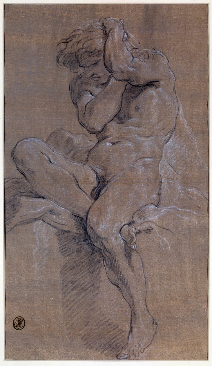 Academia de hombre desnudo sentado de François Boucher