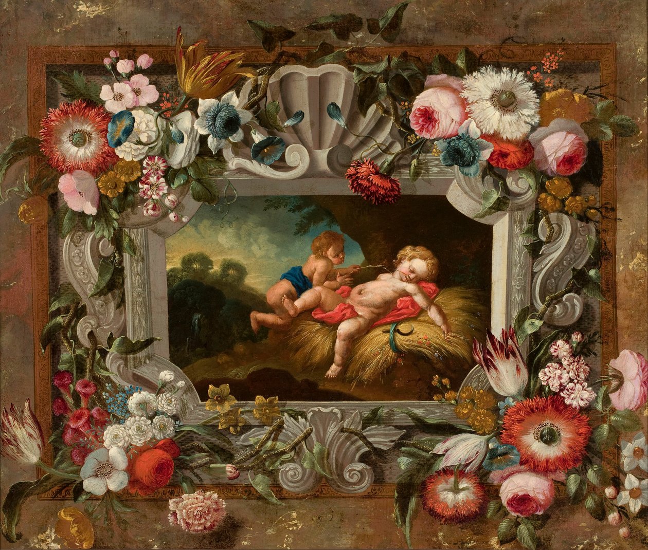 Alegoría del verano rodeada de flores de François Boucher