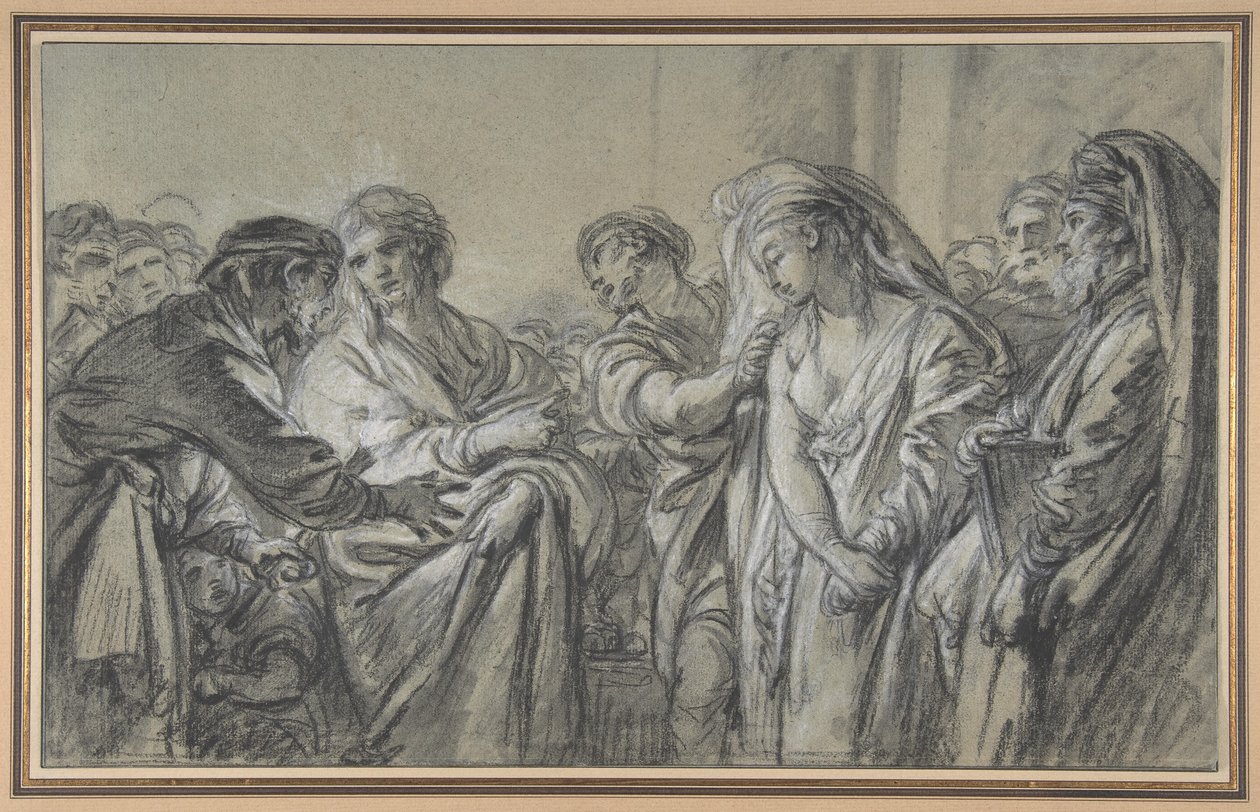 Cristo y la mujer sorprendida en adulterio de François Boucher