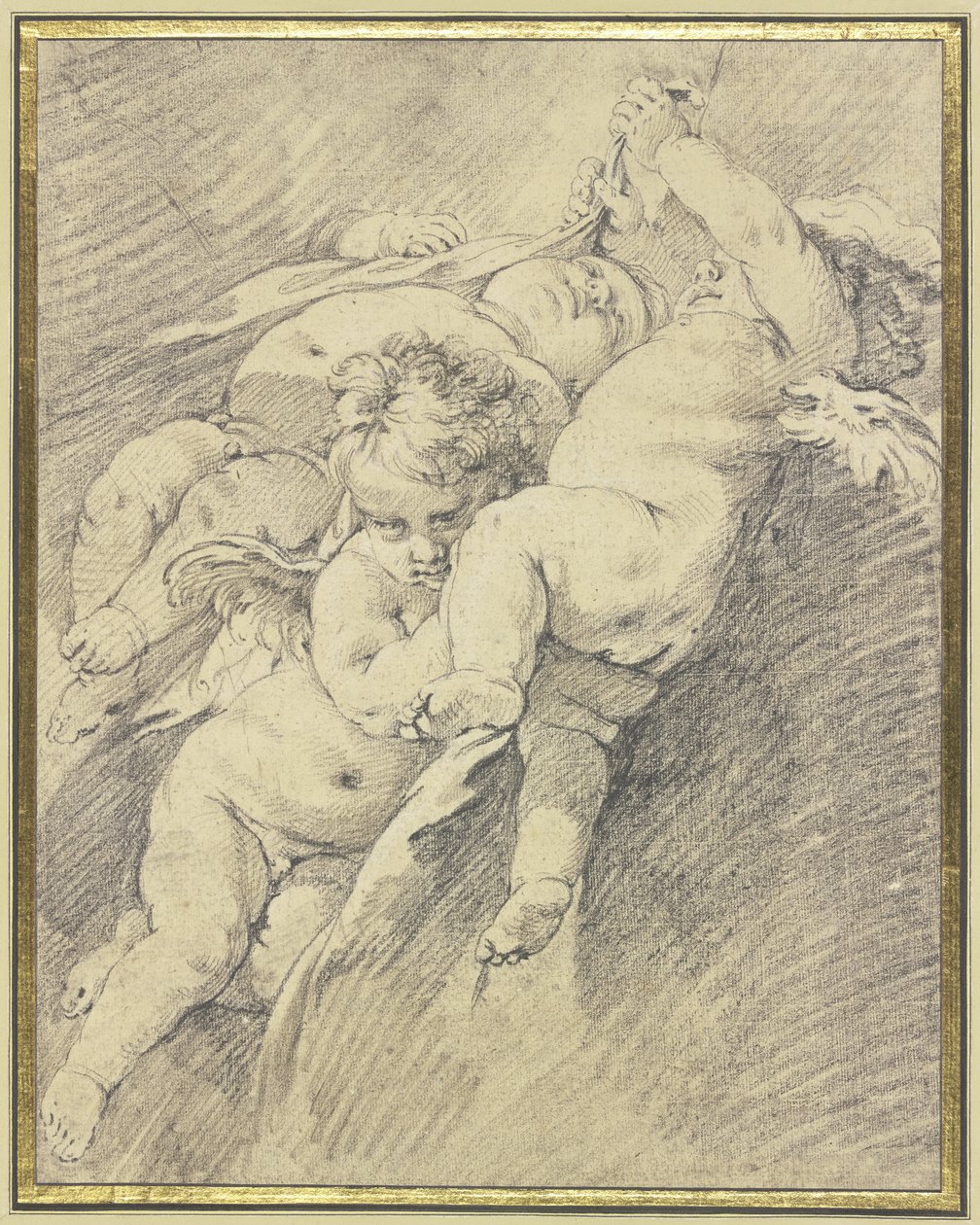 Tres ángeles flotando en el aire de François Boucher
