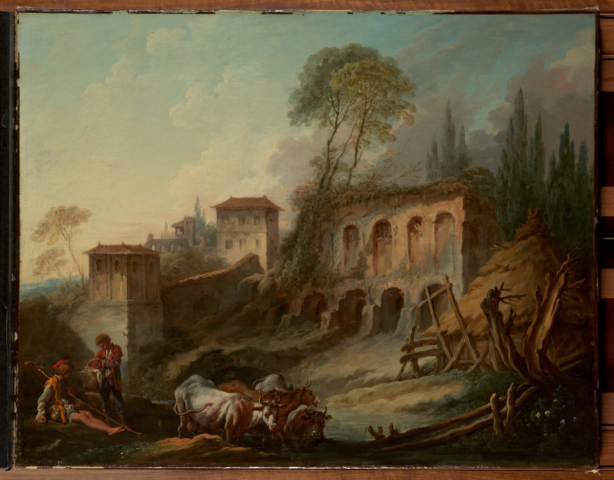 Paisaje imaginario con el Monte Palatino visto desde Campo Vaccino de François Boucher