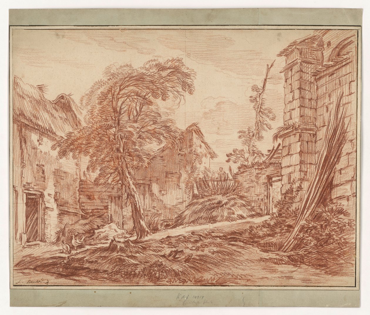 Paisaje rural con una granja y unas ruinas de François Boucher