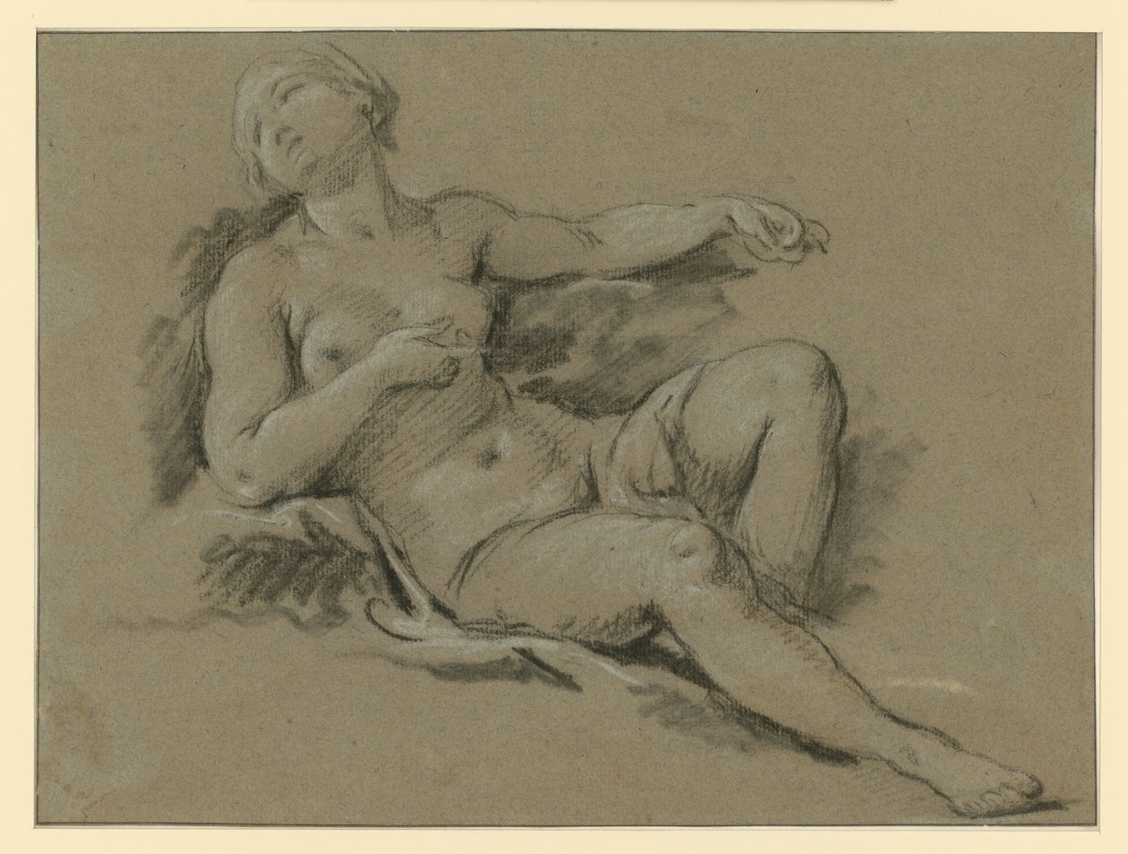 Figura de desnudo femenino recostada de François Boucher
