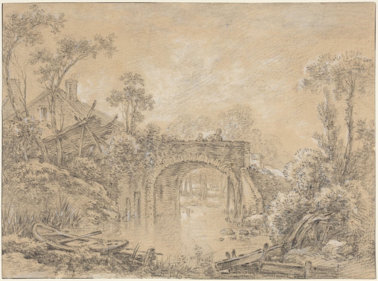 Paisaje con un puente rústico de François Boucher
