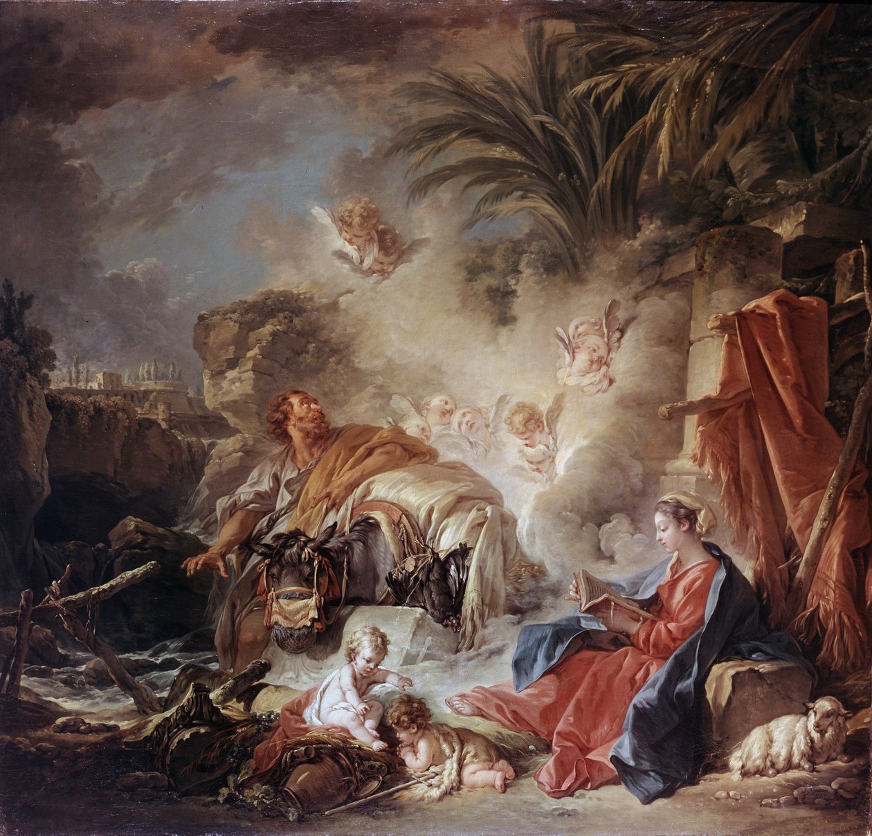 ""Descanso en la Huida a Egipto"" (Descanso en la Huida a Egipto) Pintura de Francois Boucher (1703-1770) 1757 Museo del Hermitage, San Petersburgo de François Boucher