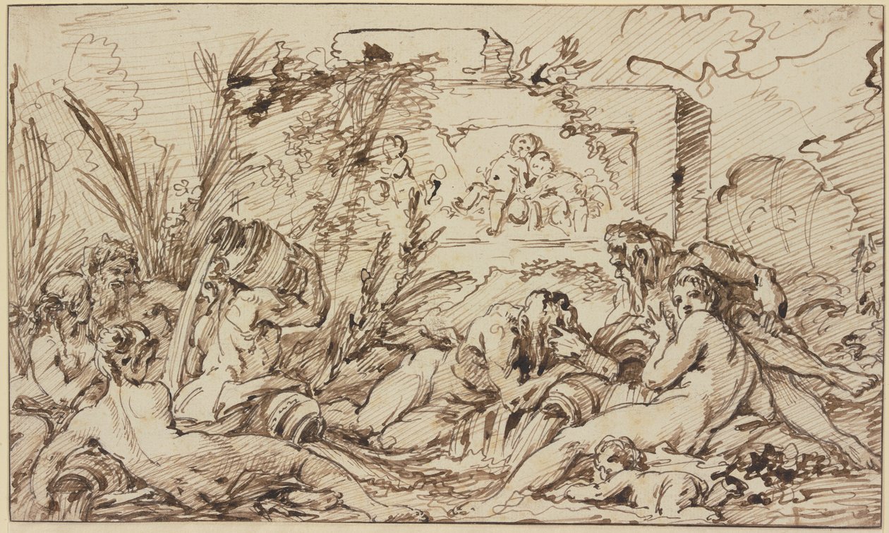 Ninfas y dioses fluviales de François Boucher