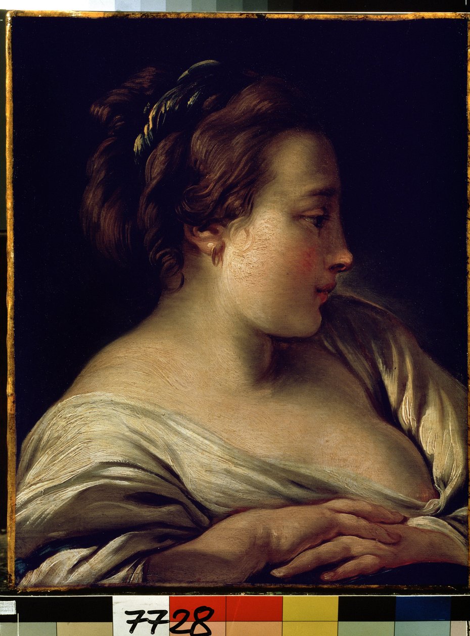 ""Retrato de una joven"" (Cabeza de niña) Pintura de Francois Boucher (1703-1770) 1740-1750 Dim. 36x28 cm Museo del Hermitage, San Petersburgo (San Petersburgo) de François Boucher