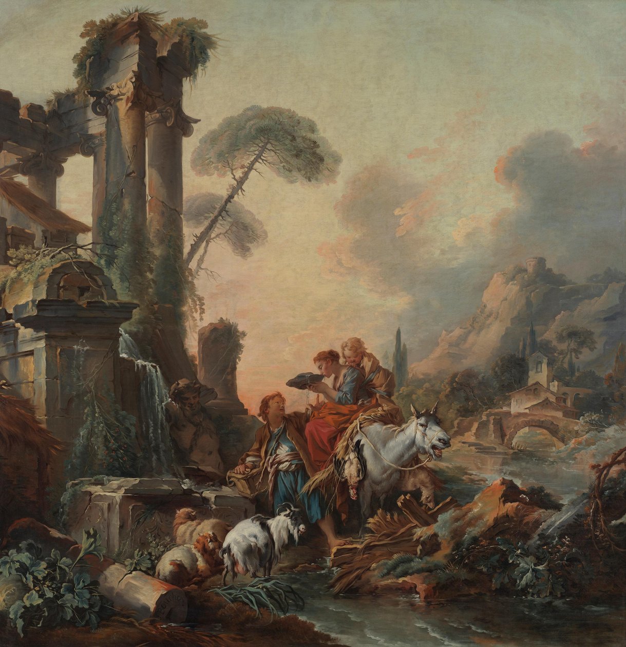Descanso junto a la fuente de François Boucher