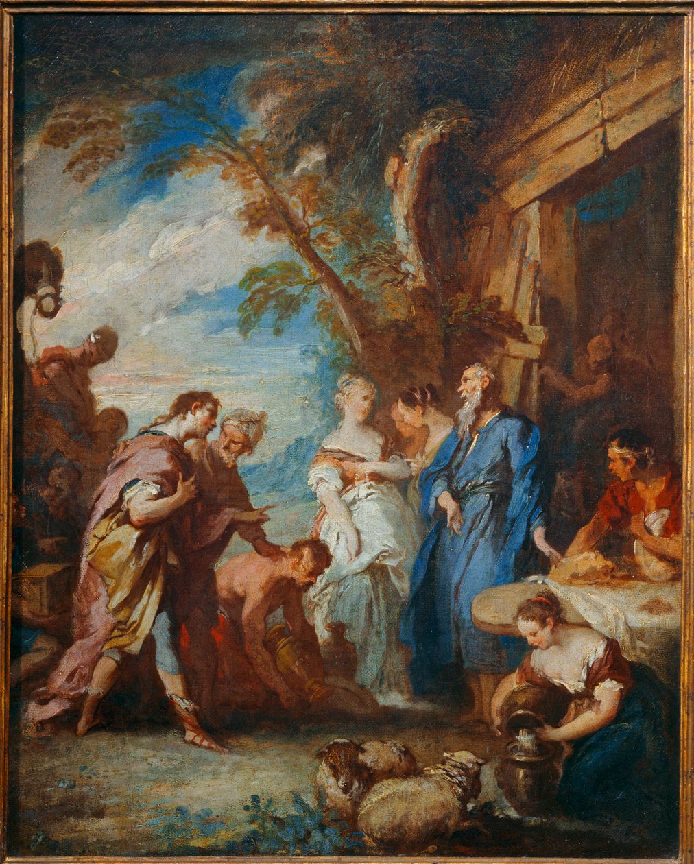 Rebeca recibiendo los regalos de Abraham de Eliezer ... de François Boucher