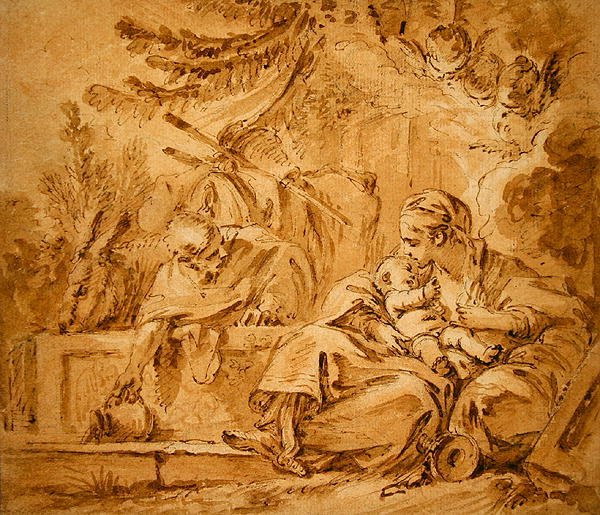 Descanso en la huida a Egipto de François Boucher