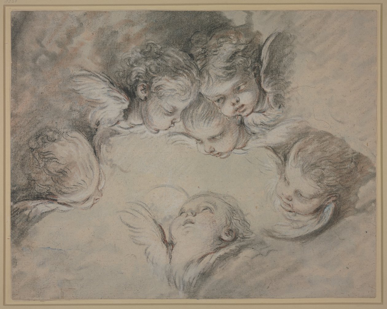 Seis cabezas de ángeles entre las nubes de François Boucher