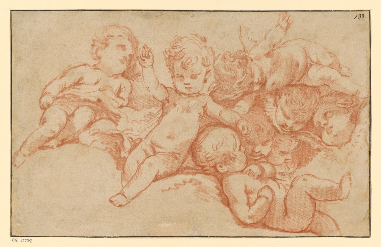 Querubines jugando (contraprensa) de François Boucher
