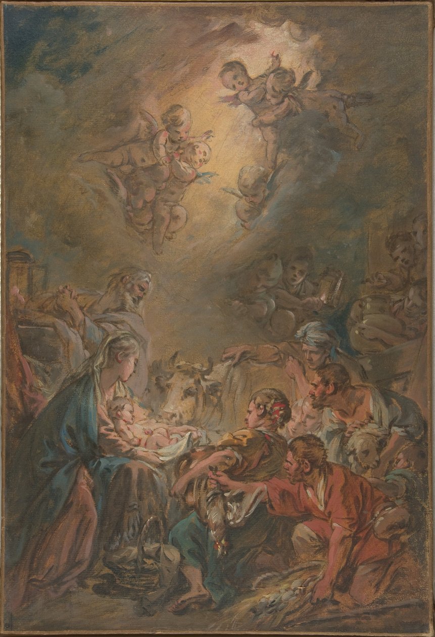 La adoración de los pastores de François Boucher