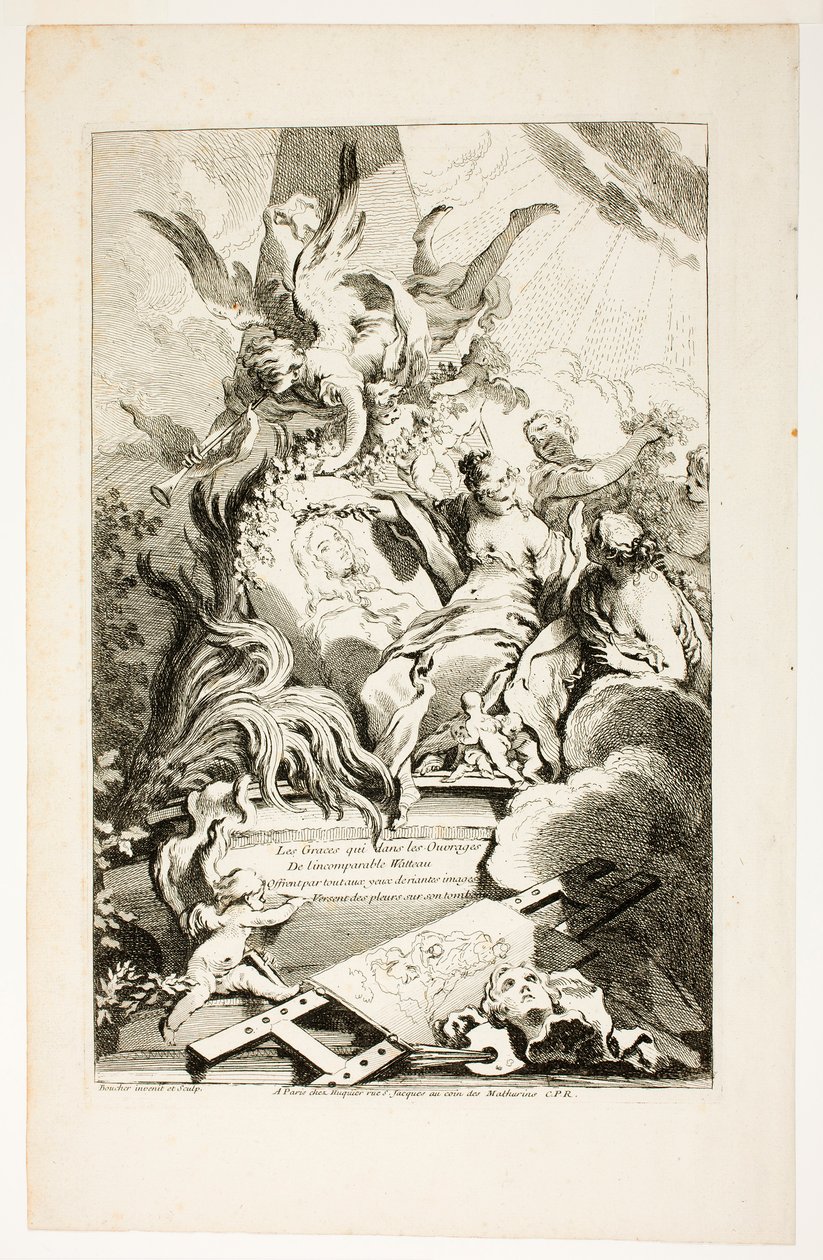 Las Gracias en la tumba de Watteau de François Boucher