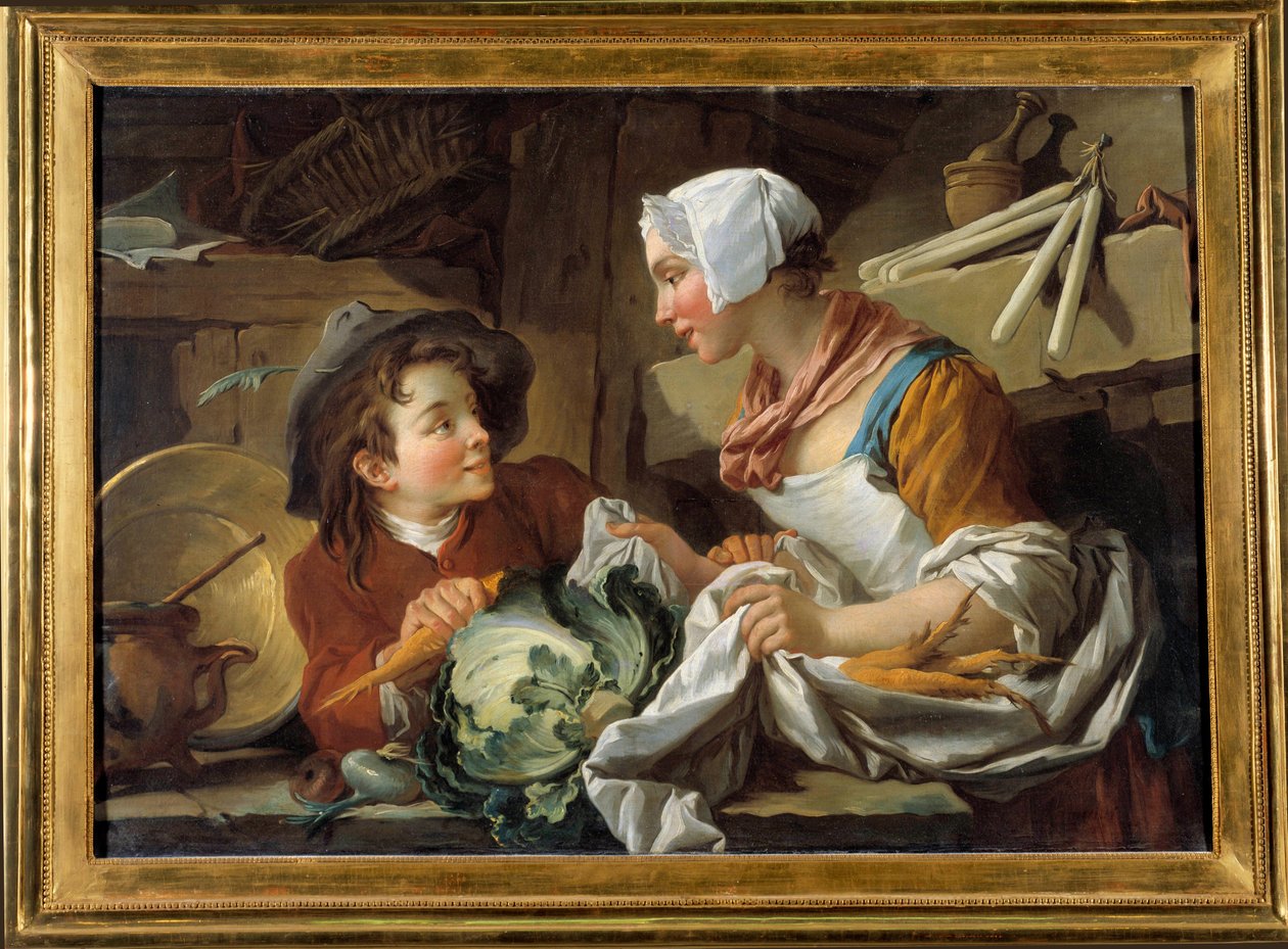 El cocinero y un joven. Pintura de François Boucher. Museo de Sainte-Adresse de François Boucher