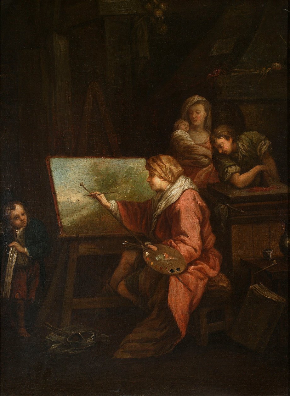 En el taller del pintor («El pintor de paisajes» o «El pintor ante su caballete») de François Boucher