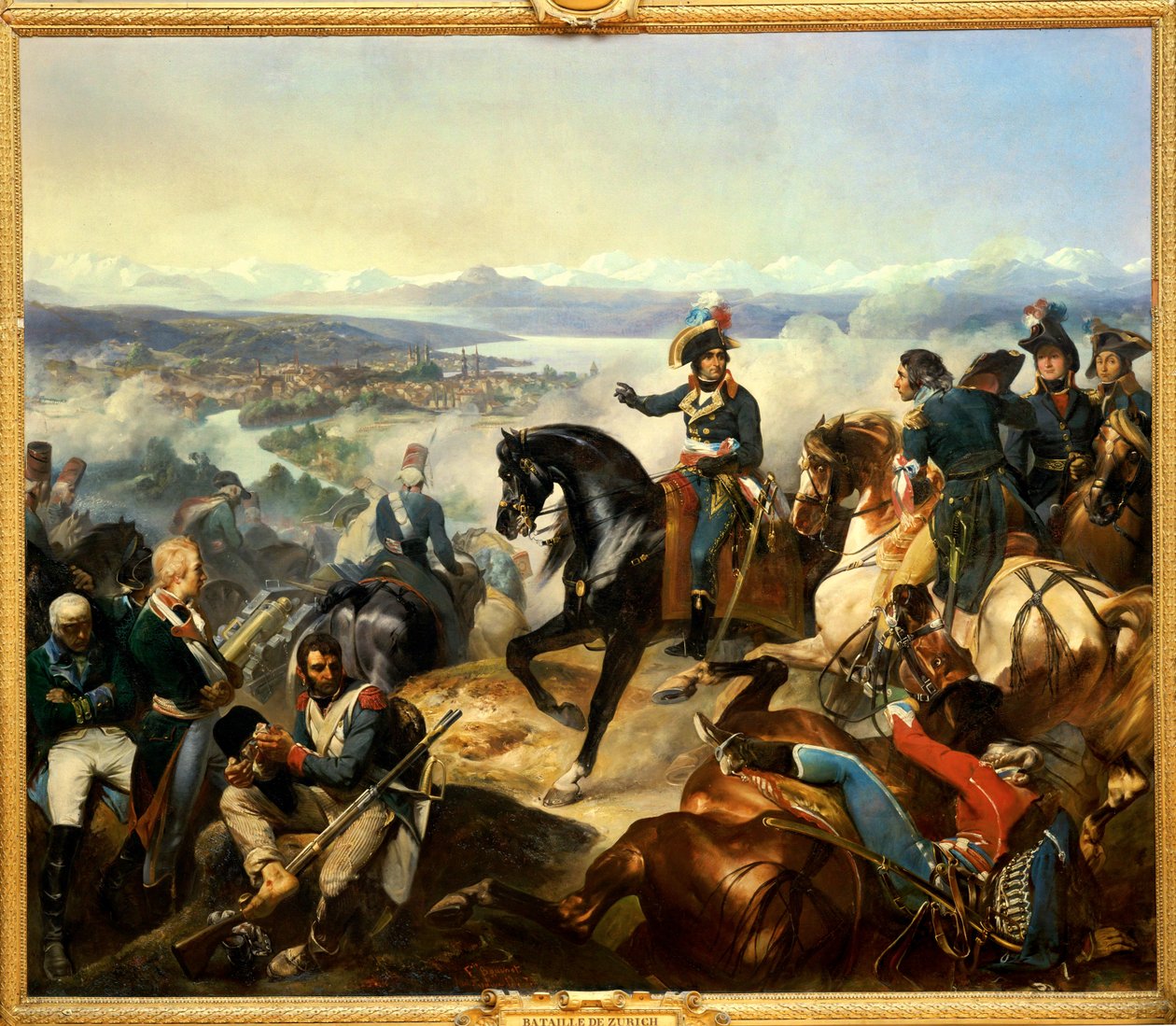 Batalla de Zúrich ganada por el general Massena el 23 de septiembre ... de Francois Bouchot