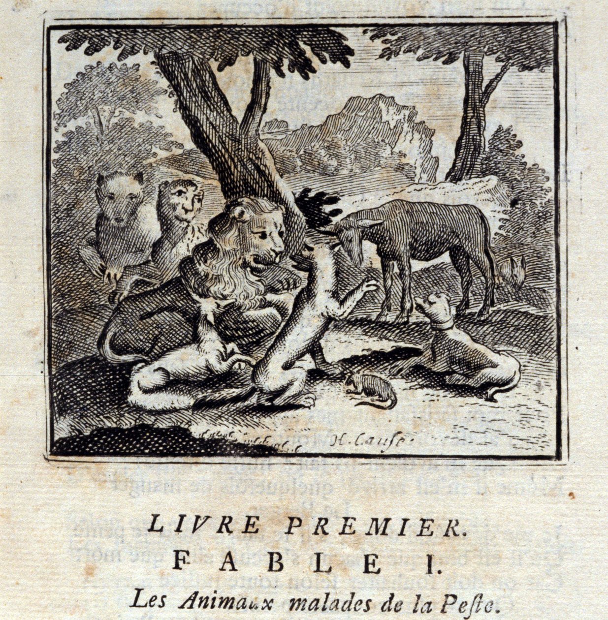 Animales enfermos de la peste. Fábulas de Jean de La Fontaine (1621-95). Ilustración por François Chauveau (1613-1676). Edición de 1728. de Francois Chauveau