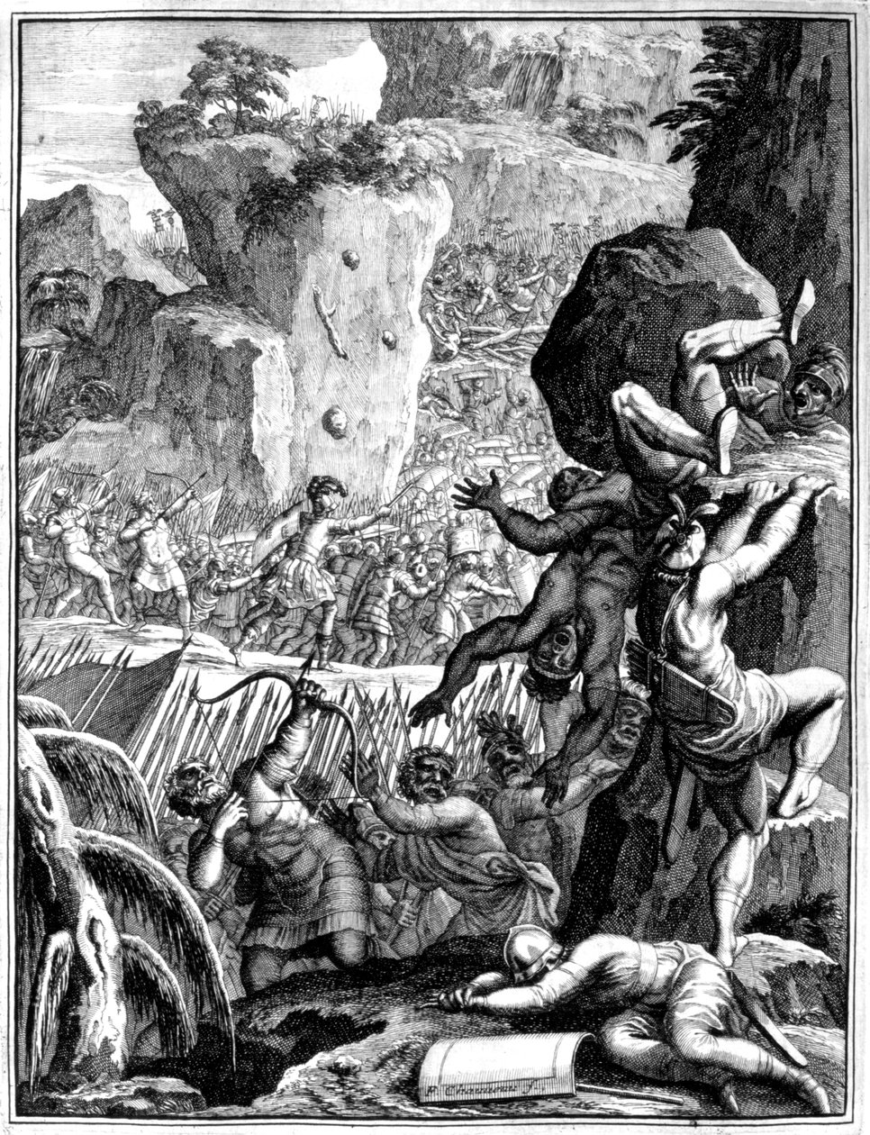 Fuerzas bajo Alarico I, Rey de los Visigodos, en batalla, c. 410, 1654 de Francois Chauveau