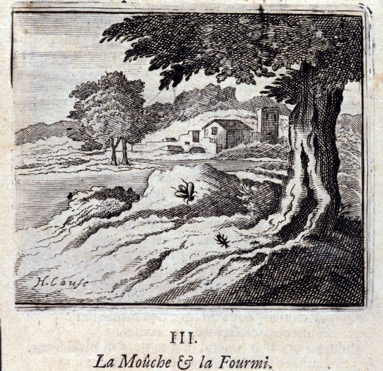 La mosca y la hormiga. Fábulas de Jean de La Fontaine. Ilustración de François Chauveau. Edición de 1728. de Francois Chauveau