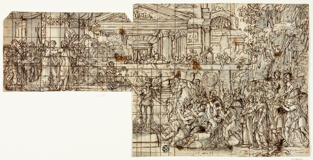 Escena mitológica: Triunfo de Alejandro (recto) de Francois Chauveau