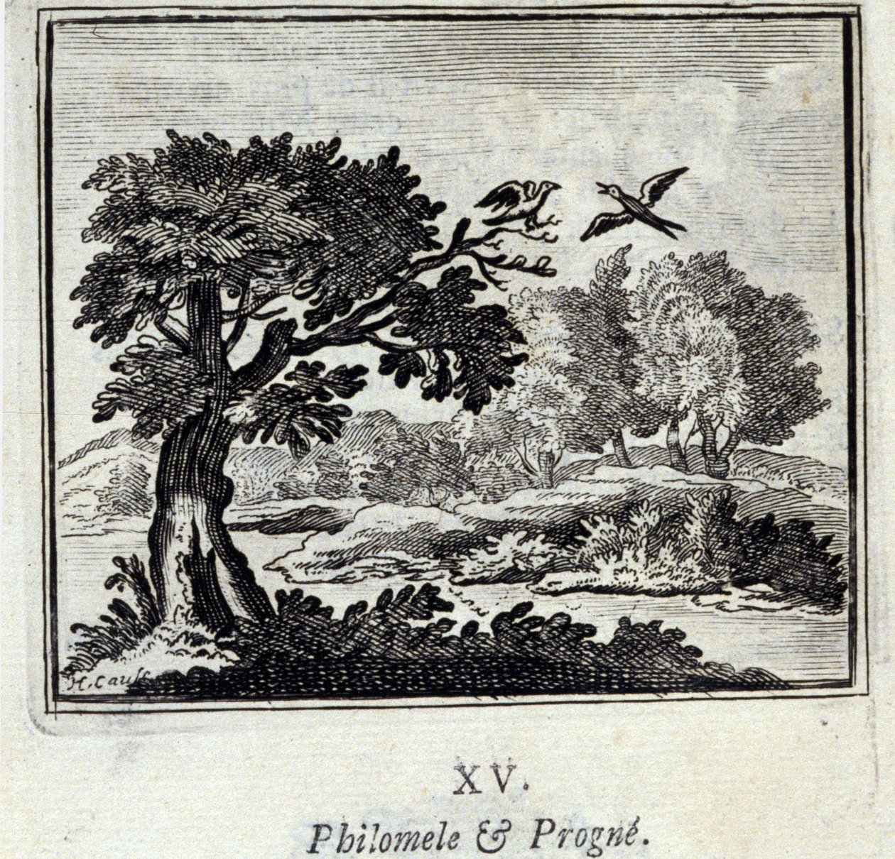 Filomela y Progne. Fábulas de Jean de La Fontaine (1621-95). Ilustración por François Chauveau (1613-1676). Edición de 1728. de Francois Chauveau