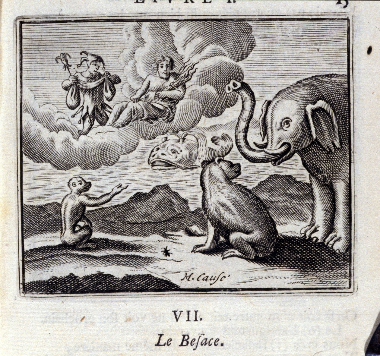 La bolsa. Fábulas de Jean de La Fontaine (1621-95). Ilustración de François Chauveau (1613-1676). Edición de 1728 de Francois Chauveau