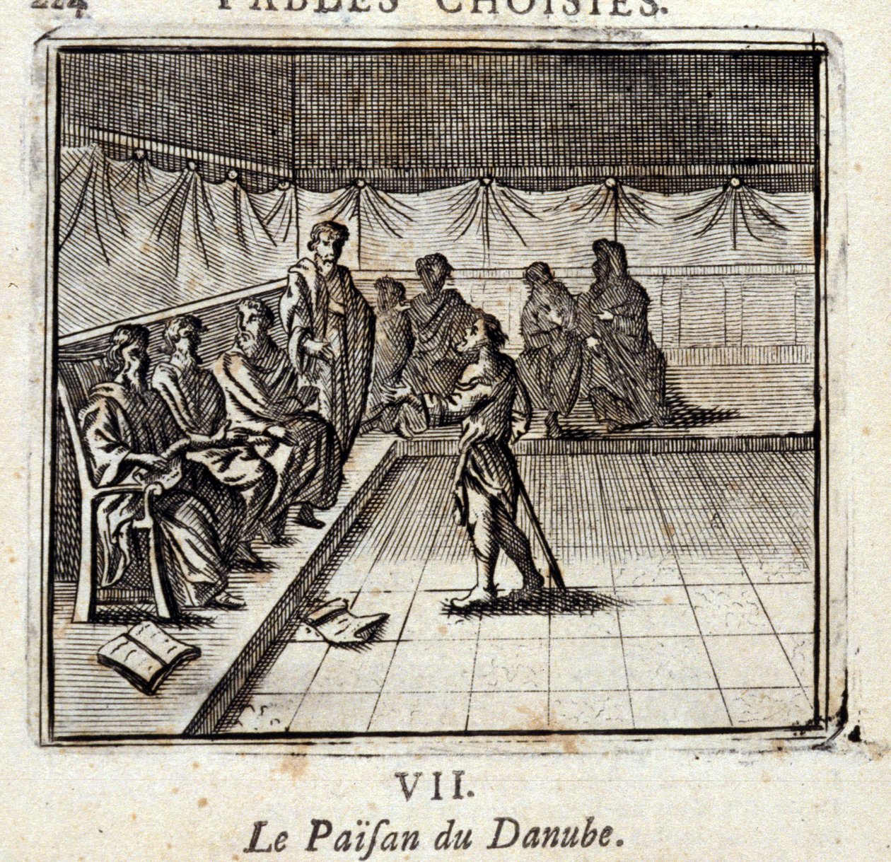El campesino del Danubio. Fábulas de Jean de La Fontaine (1621-95). Ilustración de François Chauveau (1613-1676). Edición de 1728. de Francois Chauveau
