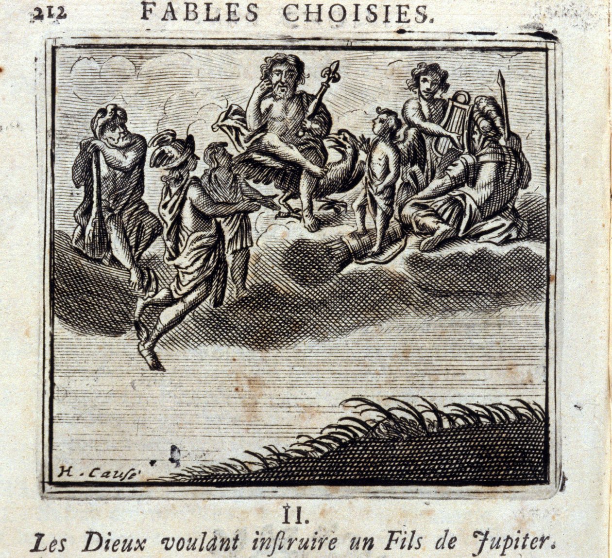 Los dioses queriendo enseñar a un hijo de Júpiter. Fábulas de Jean de La Fontaine (1621-95). Ilustración de François Chauveau (1613-1676). Edición de 1728. de Francois Chauveau