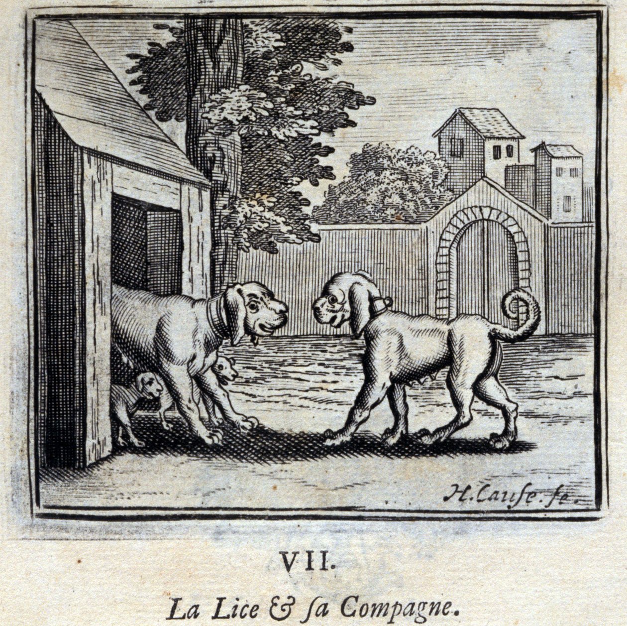 El piojo y su compañera. Fábulas de Jean de La Fontaine. Ilustración de François Chauveau. Edición de 1728. de Francois Chauveau