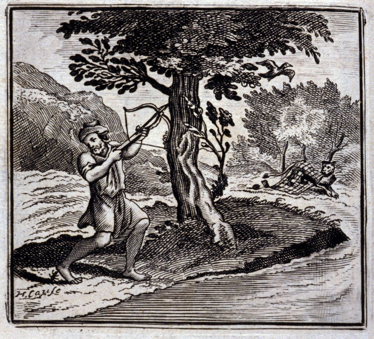 El león y la rata. Fábulas de Jean de La Fontaine (1621-95). Ilustración de François Chauveau (1613-1676). Edición de 1728. de Francois Chauveau