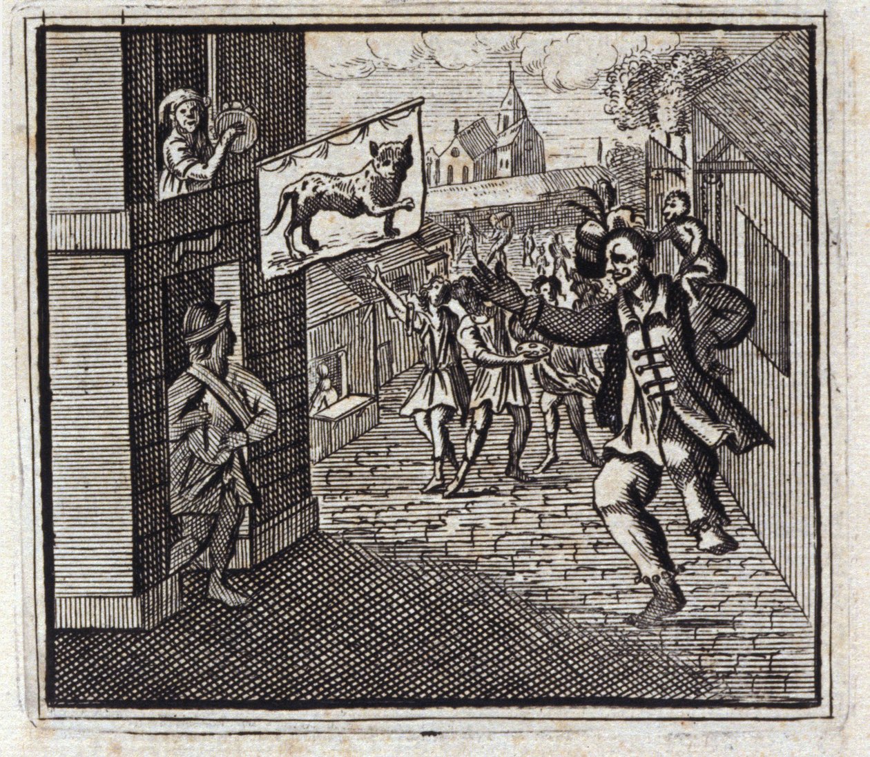 El mono y el leopardo. Fábulas de Jean de La Fontaine. Ilustración de François Chauveau. Edición de 1728. de Francois Chauveau