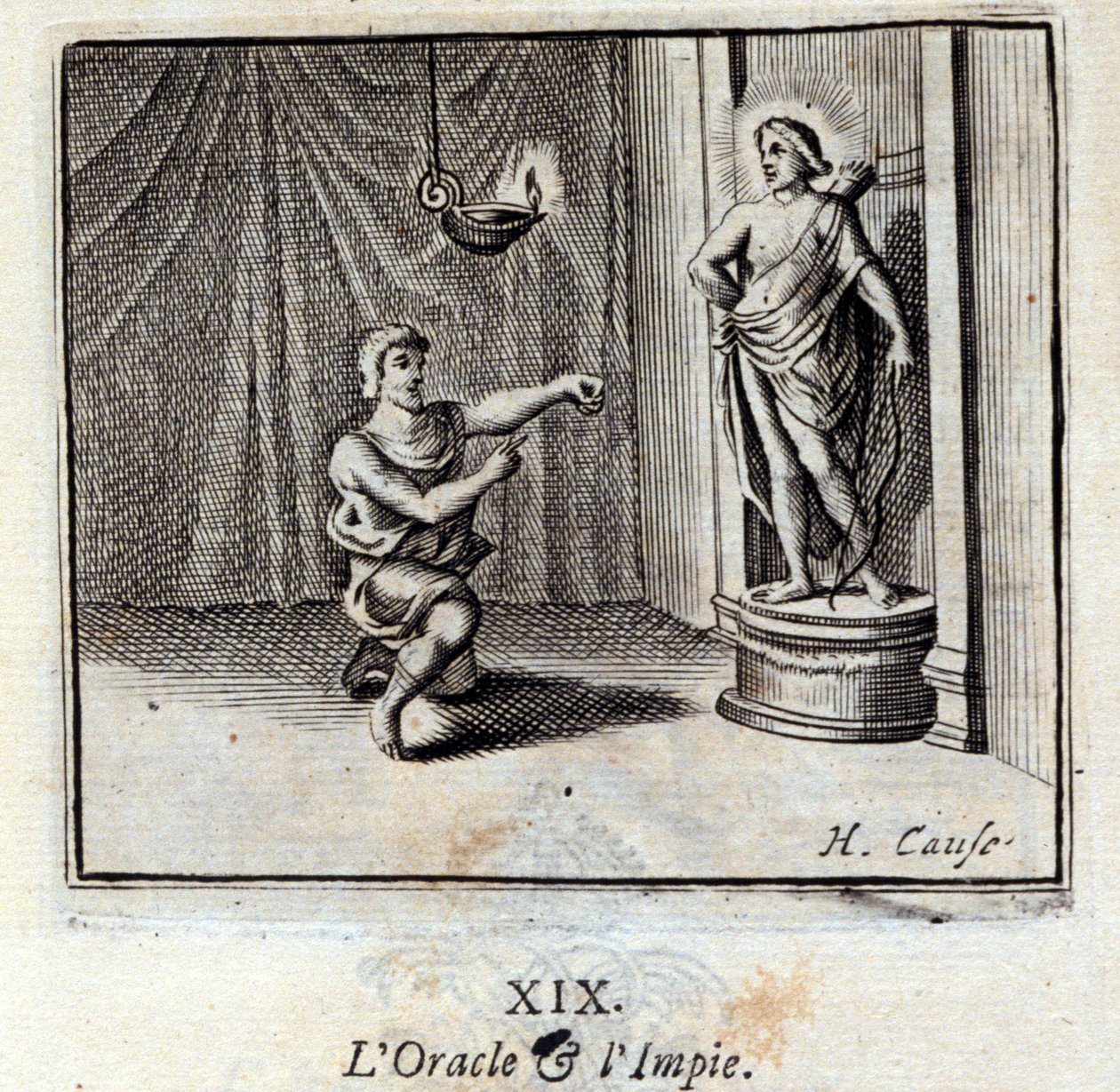 El oráculo y el impío. Fábulas de Jean de La Fontaine. Ilustración de François Chauveau. Edición de 1728. de Francois Chauveau