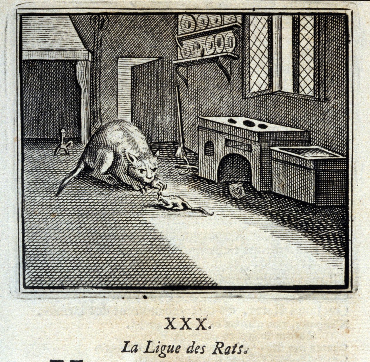 La liga de las ratas. Fábulas de Jean de La Fontaine (1621-95). Ilustración de François Chauveau (1613-1676). Edición de 1728. de Francois Chauveau