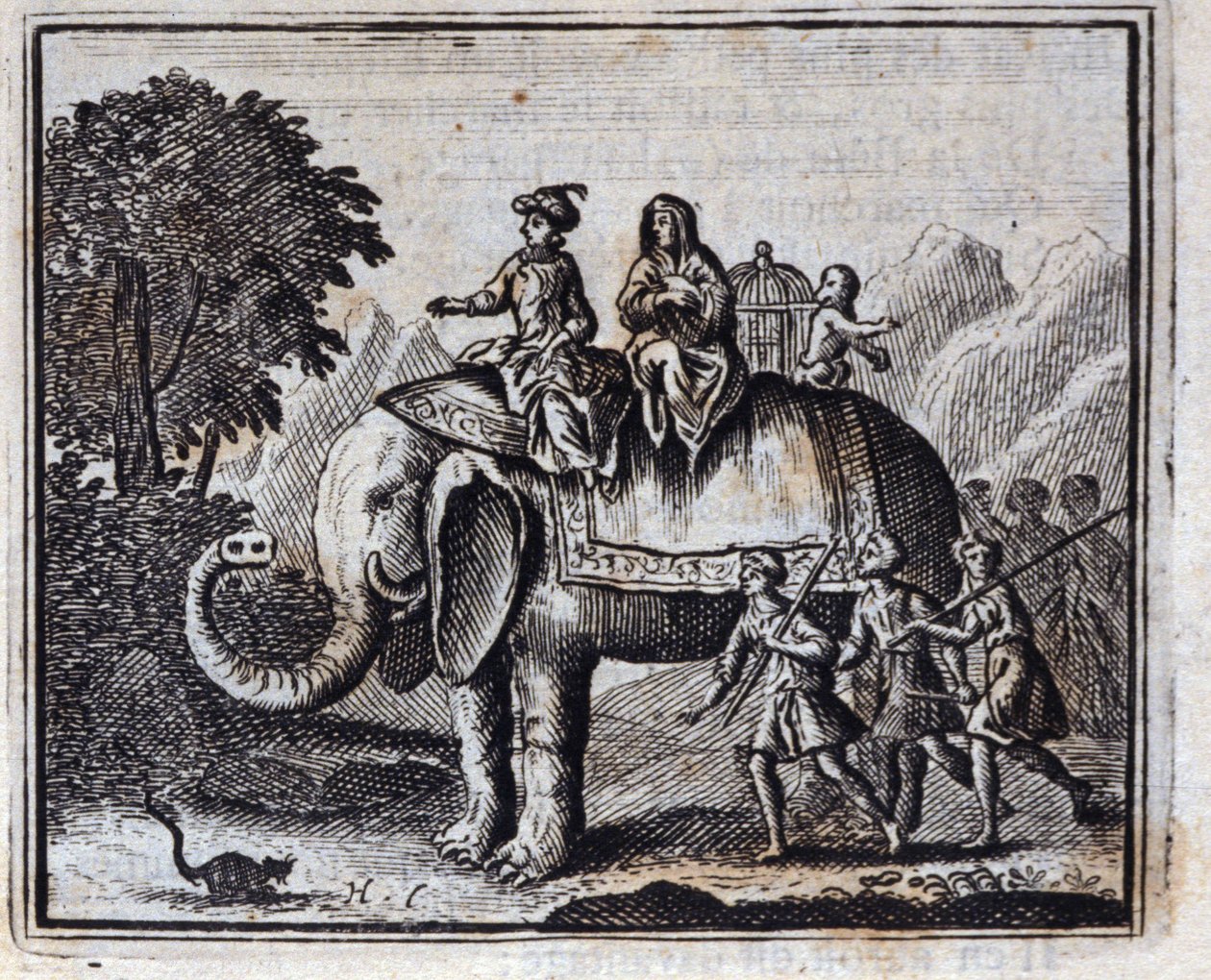 El ratón y el elefante. Fábulas de Jean de La Fontaine. Ilustración de François Chauveau. Edición de 1728. de Francois Chauveau