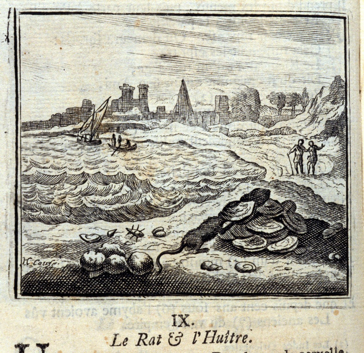 El ratón y el oyer. Fábulas de Jean de La Fontaine. Ilustración de François Chauveau. Edición de 1728. de Francois Chauveau