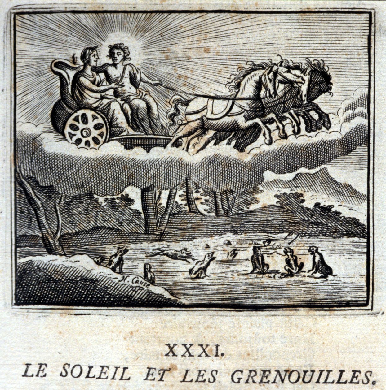 El sol y las ranas. Fábulas de Jean de La Fontaine (1621-95). Ilustración de François Chauveau (1613-1676). Edición de 1728. de Francois Chauveau
