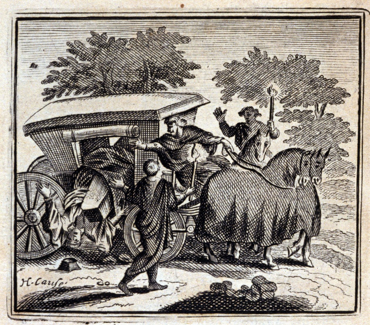 La cura y la muerte. Fábulas de Jean de La Fontaine (1621-95). Ilustración de François Chauveau (1613-1676). Edición de 1728. de Francois Chauveau