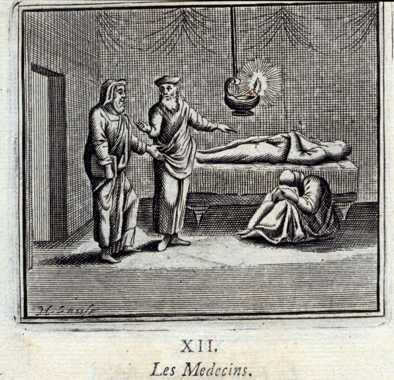 Los doctores. Fábulas de Jean de La Fontaine (1621-95). Ilustración por François Chauveau (1613-1676). Edición de 1728. de Francois Chauveau