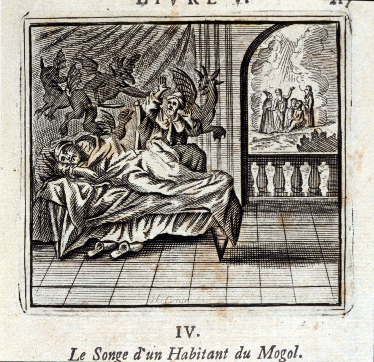 El sueño de un residente mogol. Fábulas de Jean de La Fontaine. Ilustración de François Chauveau. Edición de 1728. de Francois Chauveau
