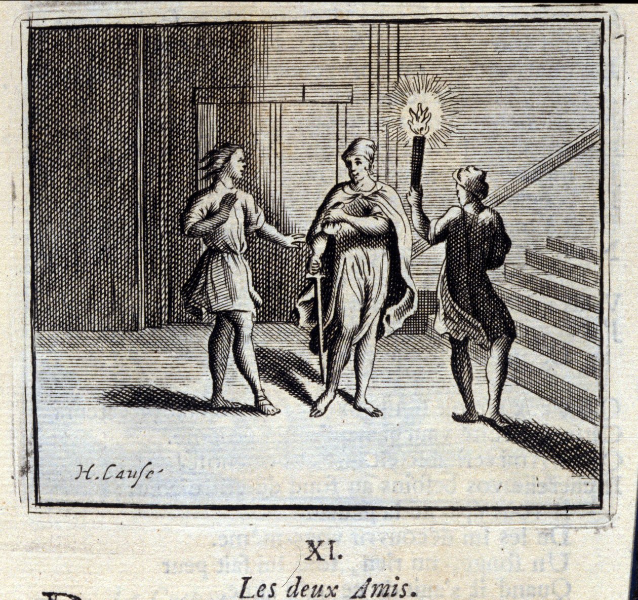 Los dos amigos. Fábulas de Jean de La Fontaine (1621-95). Ilustración de François Chauveau (1613-1676). Edición de 1728. de Francois Chauveau