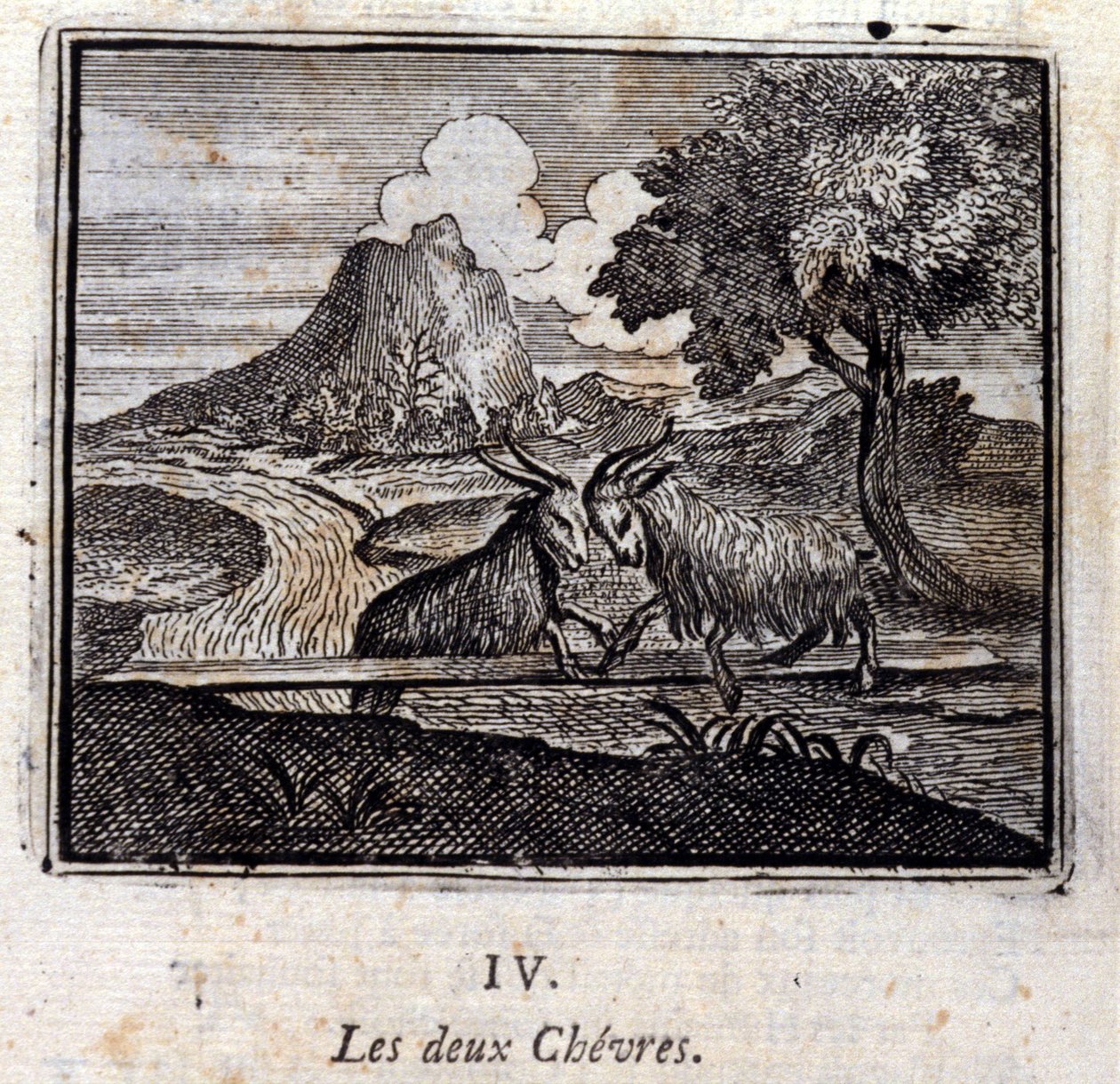 Los dos cabritos. Fábulas de Jean de La Fontaine (1621-95). Ilustración de François Chauveau (1613-1676). Edición de 1728. de Francois Chauveau