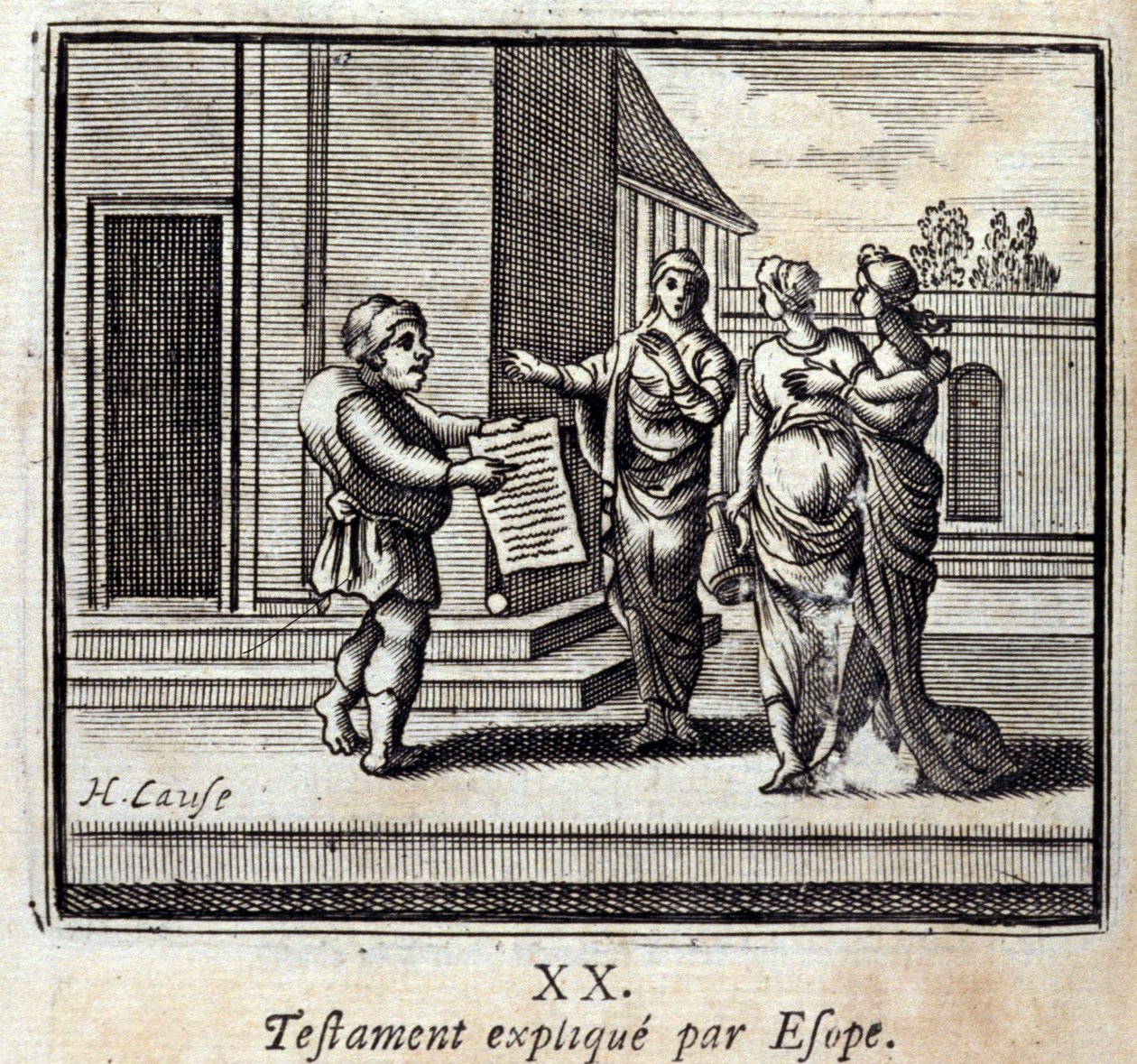 Voluntad explicada por Esopo. Fábulas de Jean de La Fontaine (1621-95). Ilustración de François Chauveau (1613-1676). Edición de 1728. de Francois Chauveau