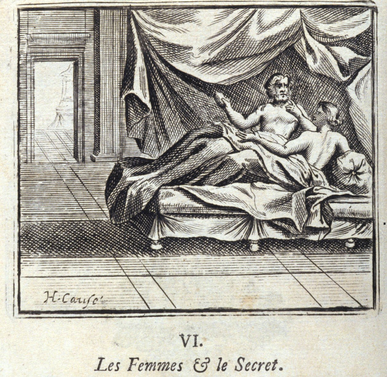 Las mujeres y el secreto. Fábulas de Jean de La Fontaine. Ilustración de François Chauveau. Edición de 1728. de Francois Chauveau