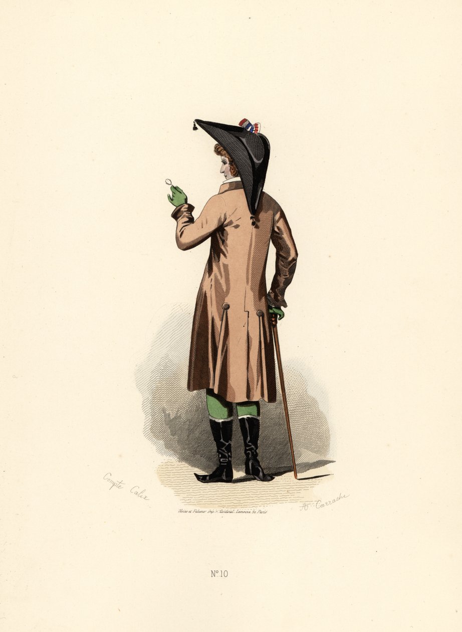 Hombre con abrigo color avellana y monóculo de Francois Claudius (after) Compte Calix