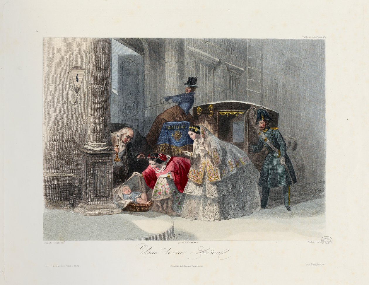 Una buena acción, de Les Modes Parisiennes, c.1860 de Francois Claudius after Compte Calix